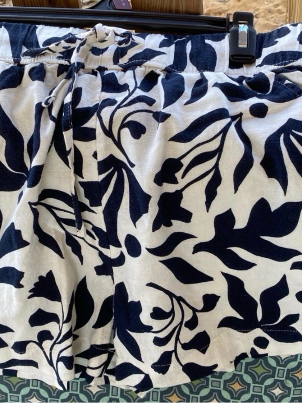 Women's Navy and White Floral Skirt
